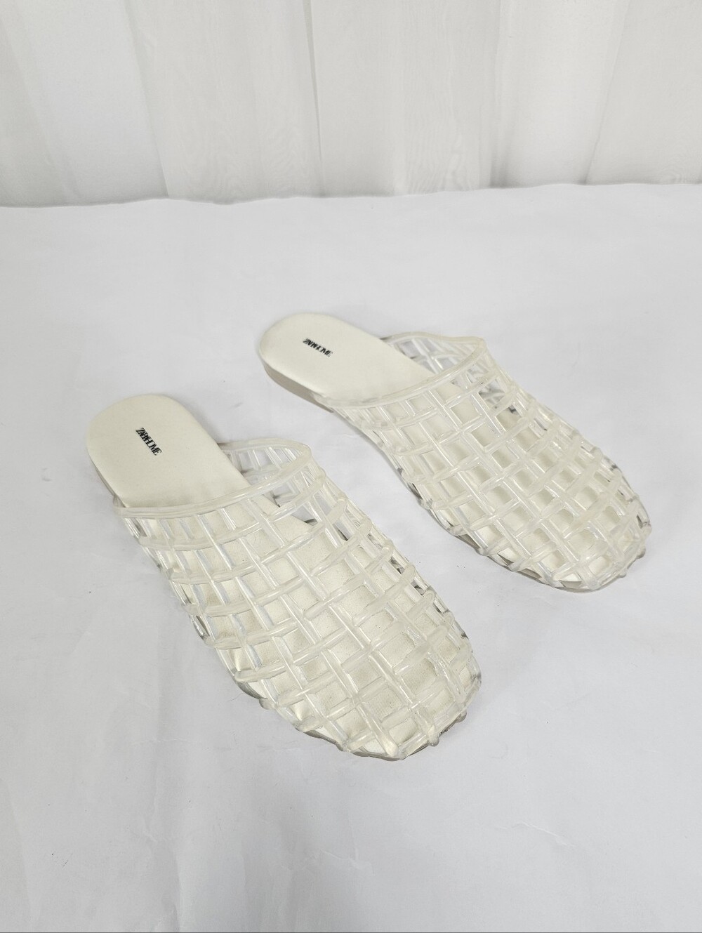 Zara Home Clear Woven Jelly Cage Mule Slides Flat Size 38 NEW